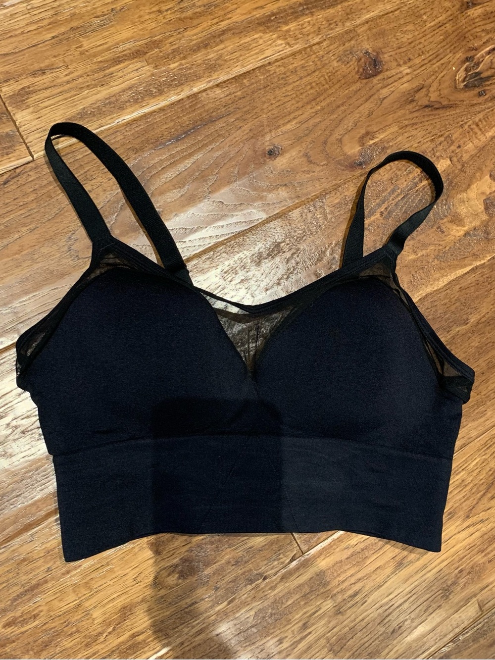 Cachet Black Wireless Bra with Mesh Accents